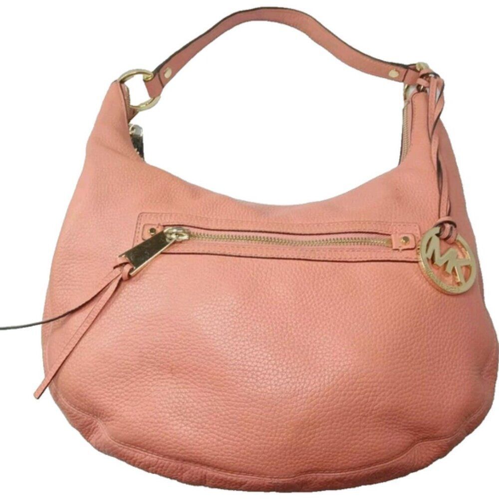 Michael Kors Rhea Zip Leather Hobo Burnt Orange Shoulder Bag Medium Size